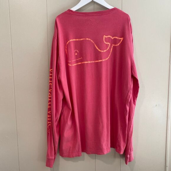 Vineyard Vines Pink Long Sleeve Whale Pocket T-Shirt | 100% Cotton Size M - Picture 2 of 5